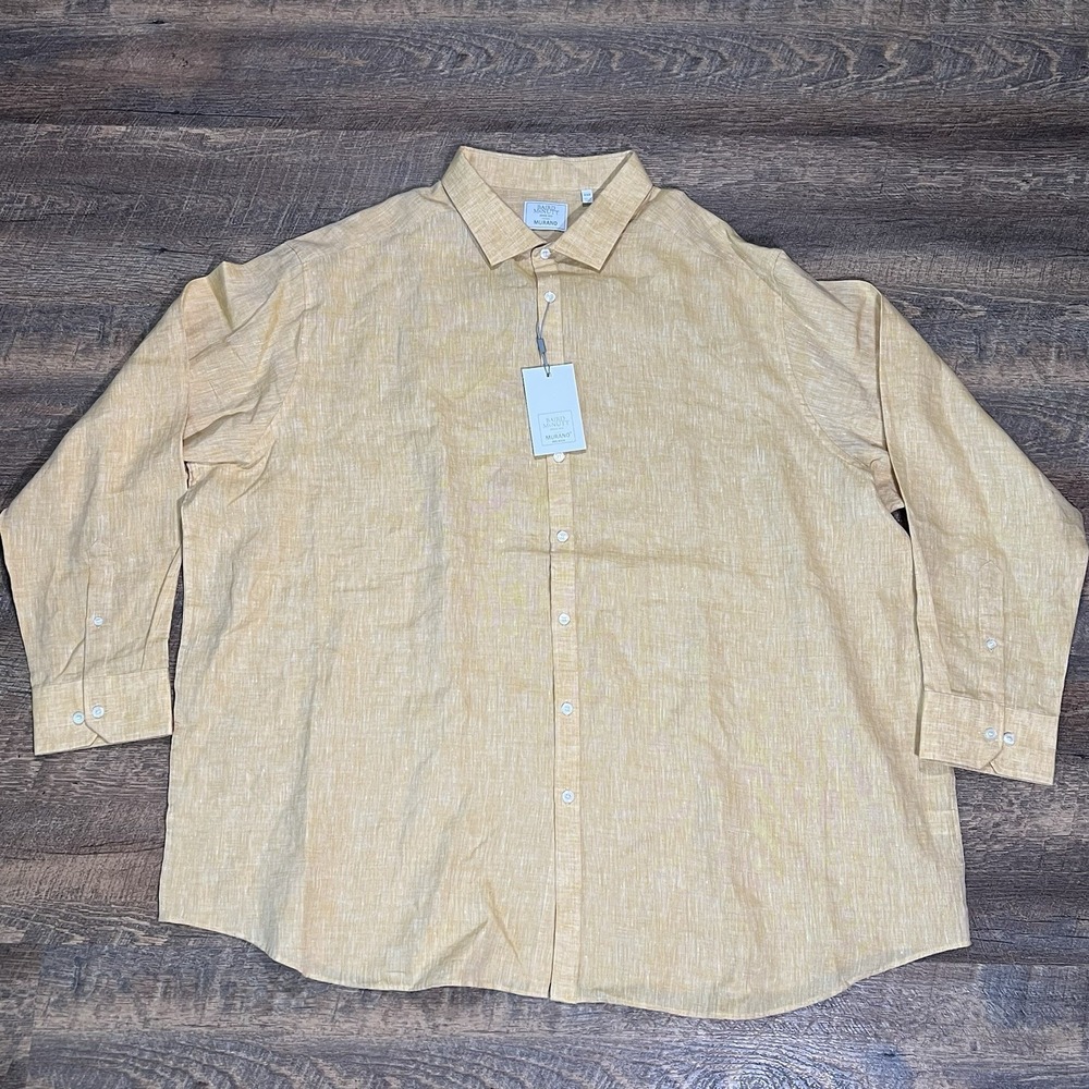 Murano Baird McNutt Linen‎ Button Up Shirt 4XB Gold Long Sleeve